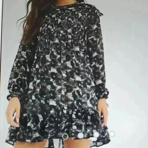 FREE PEOPLE MINI DRESS BLACK COMBO